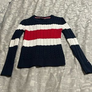 Gorgeous blue red white Tommy Hill sweater super comfortable extra small